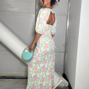 Multi Blurred Floral Maxi Dress