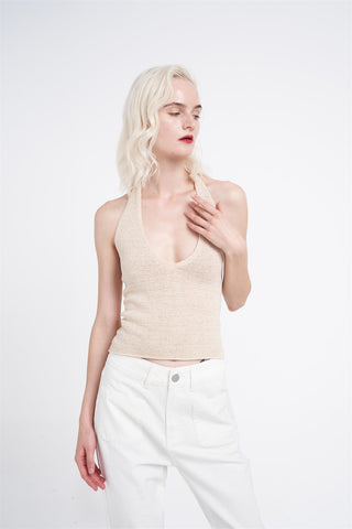 Stone Plunge Halter-Neck-Top