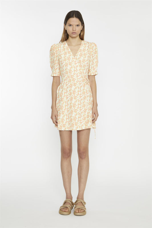 Muskmelon-Multi-Ditsy Wrap Mini-dress