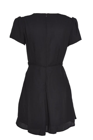 Black V-Neck Short Sleeve Mini Dress