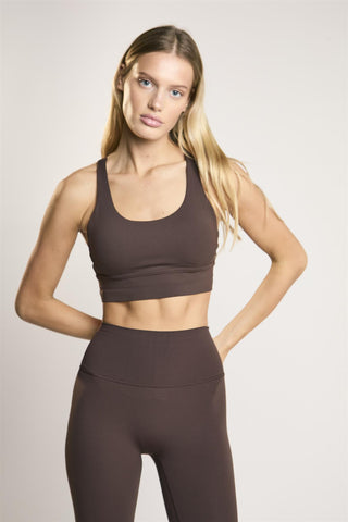 Signature Espresso Cross-Back Crop-Top