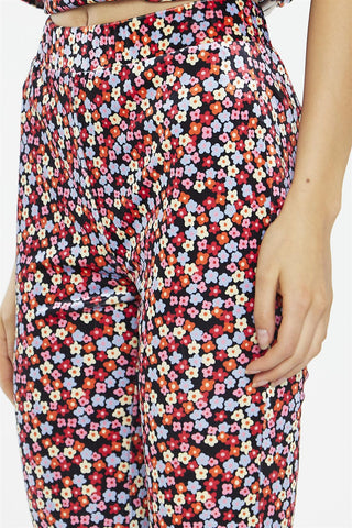 Multi-Ditsy-Velvet Flared High Waisted-Leggings