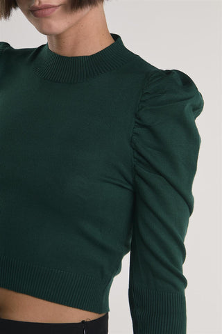 Forest-Green High-Neck Crop-Jumper