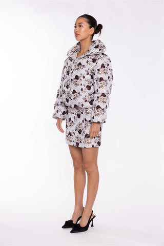 Quilted Puffer Jacket  - Greige Brown Rose