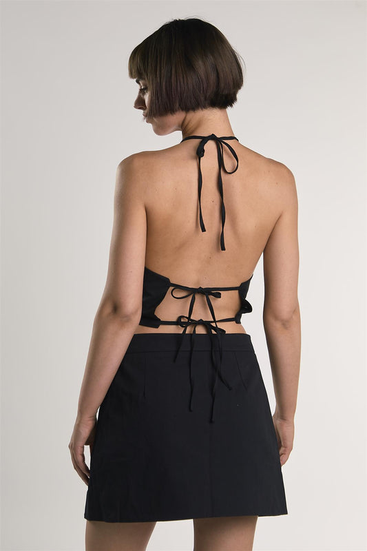 Black Halter-Neck Crop-Top