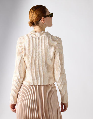 Crew Neck Cropped Jumper - Off White