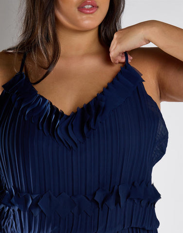 Glamorous Curve Navy Tiered Midi Dress