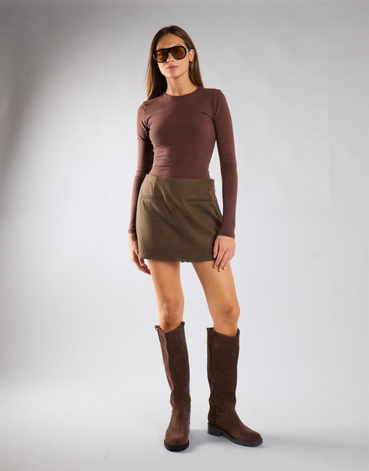 Deep Khaki Pocket Detail Mini Skort