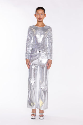 Silver Flat-Sequin Bodysuit