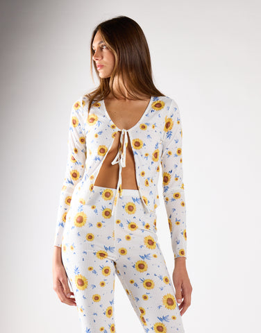 Sunflower Rib Tie-Front Top