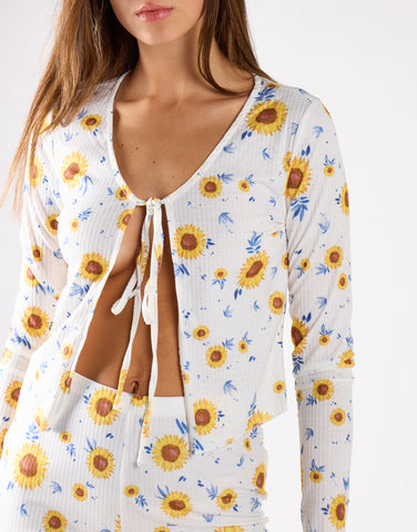 Sunflower Rib Tie-Front Top