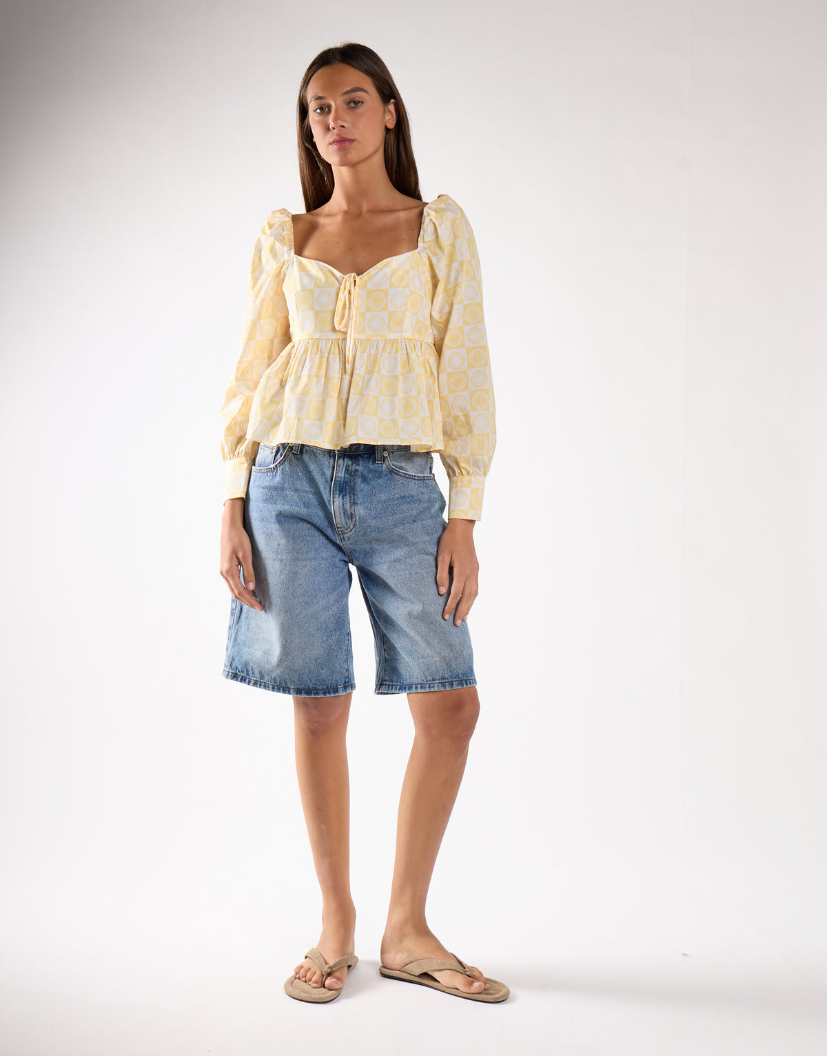 Sunflower Check Sweetheart Peplum Blouse
