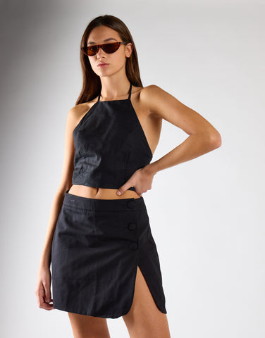 Black Halter-Neck Crop-Top
