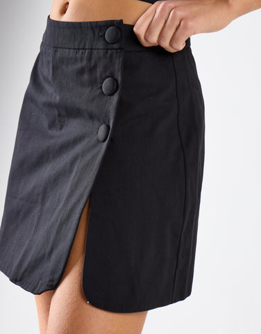 Black Button-Up Mini Skirt