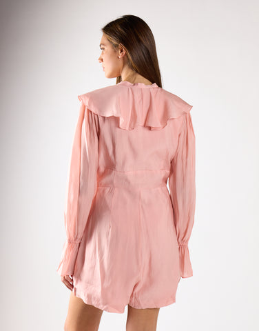 Peach Pink Loose Long-Sleeve Playsuit