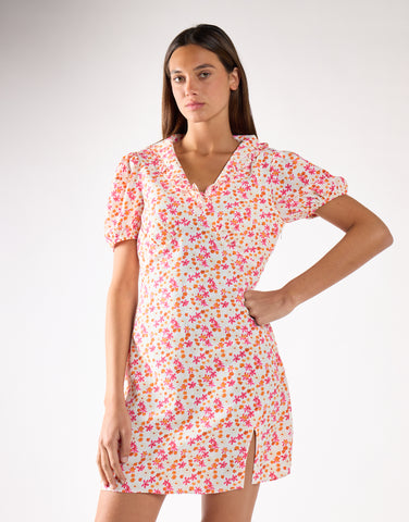 Glamorous Watercolour Ditsy V-Neck Side Split Mini Dress