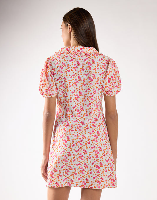 Glamorous Watercolour Ditsy V-Neck Side Split Mini Dress