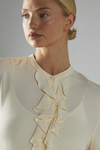 Cream Flared-Sleeve Blouse