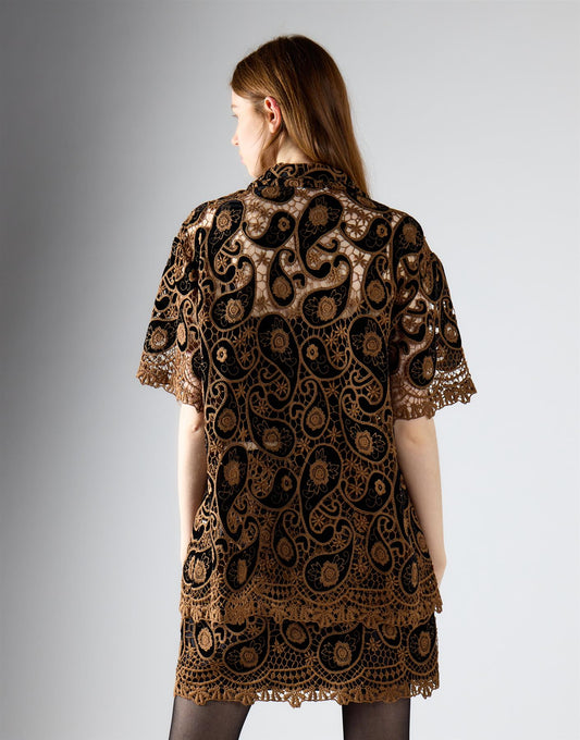 Black Brown Paisley Mini Skirt