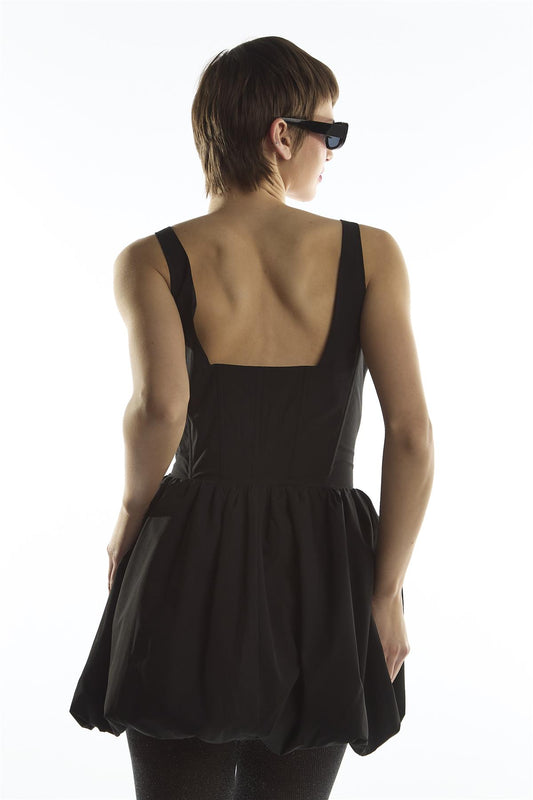 Bubble Hem Mini Dress - Lottie Black