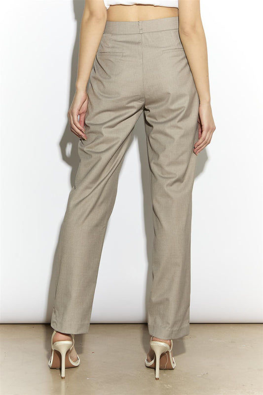 Taupe-Grey Tapered Crop-Trousers