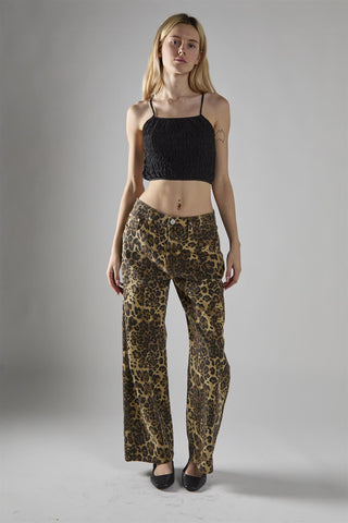 Black Shirred Crop-Top
