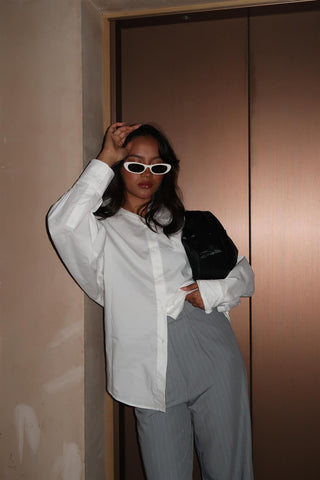 Off-White Long-Sleeves-Button-Front Blouse