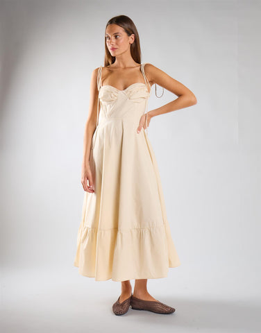 Bone Bustier Style Floaty Midaxi Dress