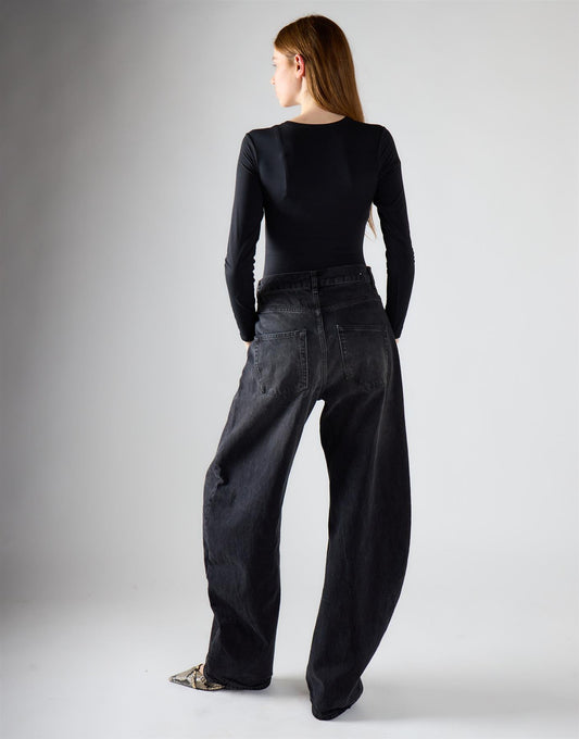 Washed Black Balloon Jeans