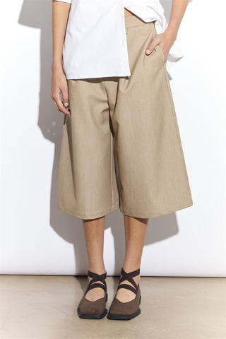 Tailored Long Shorts in Sand Colour
