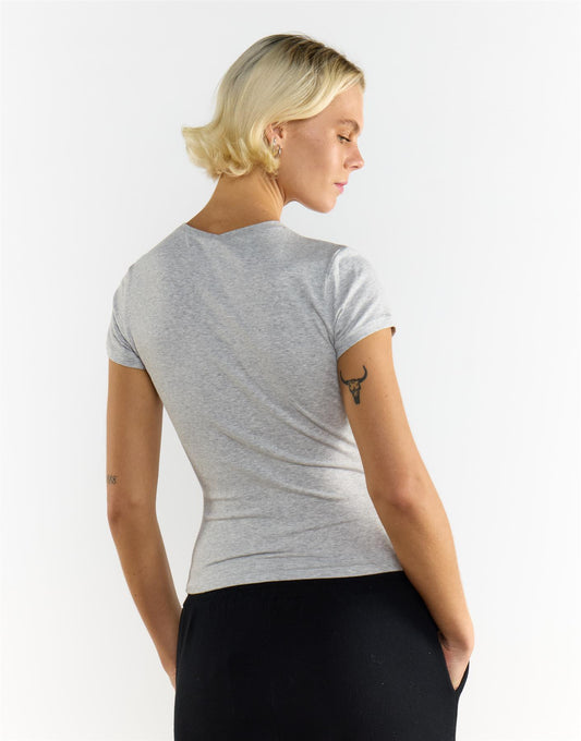 Light Grey Marl Fitness Short Sleeve Top
