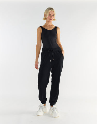 Black Scoop Neck Sleeveless Cotton Bodysuit