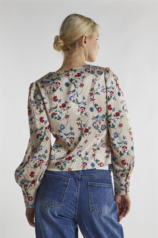 Stone Multi Floral Long Sleeve Top