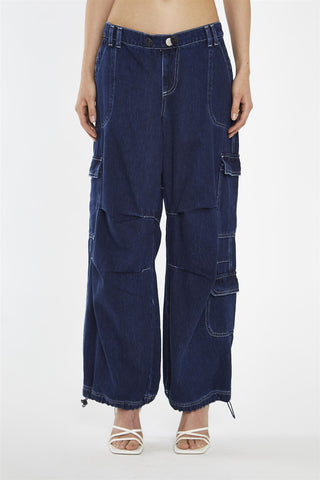 Indigo Stonewash Cargo Jeans