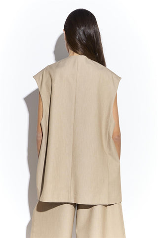 Sand Sleeveless Blazer