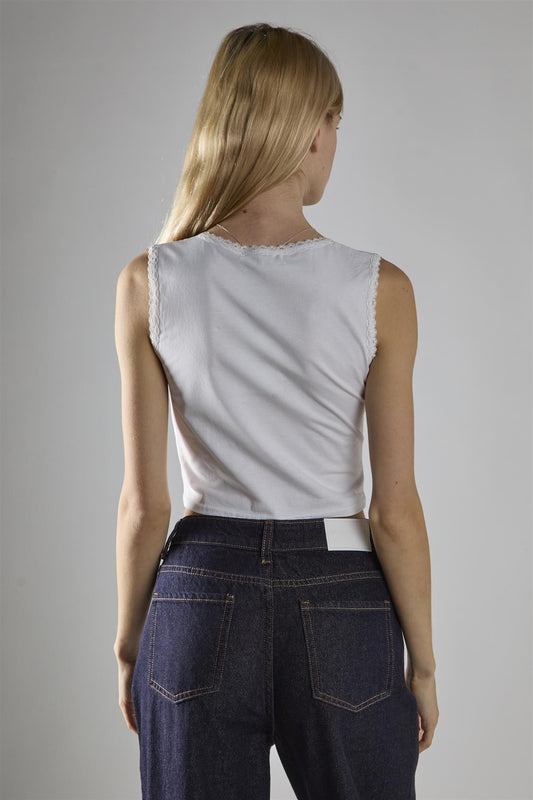 White V-Neck Crop-Top