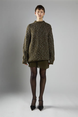 Khaki-Fleck Crew-Neck Jumper