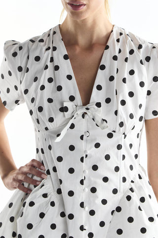 Big White Spot Corset Mini Skater Dress