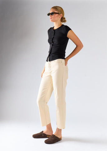 Black Knitted Button Front Top