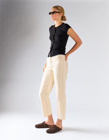 Black Knitted Button Front Top