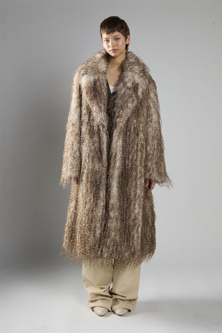 Faux Fur Midi Coat - Feather Fur