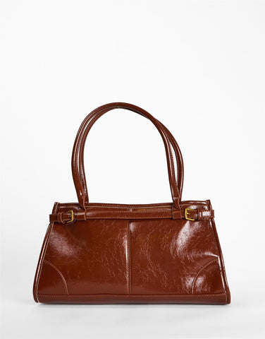 Dark Brown Buckle Detail Shoulder Bag
