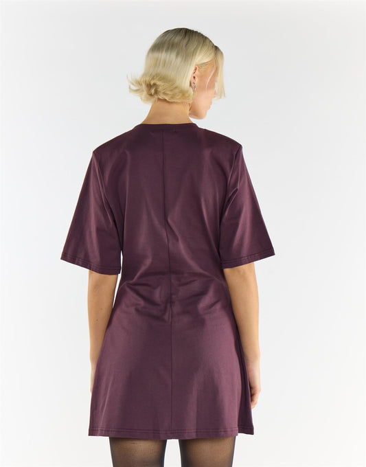 Chocolate Plum Cotton Mini Dress