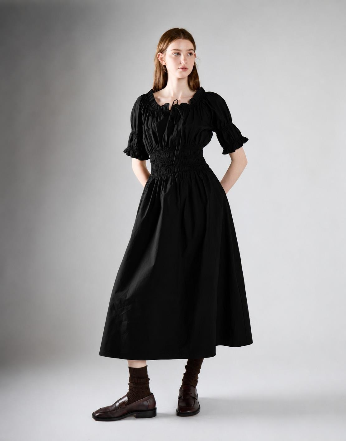 Black Milkmaid Maxi Dress