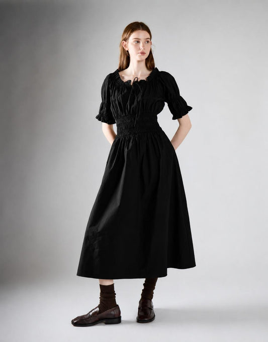 Black Milkmaid Maxi Dress