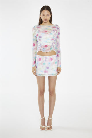 Watercolour Floral Mesh Mini Skirt