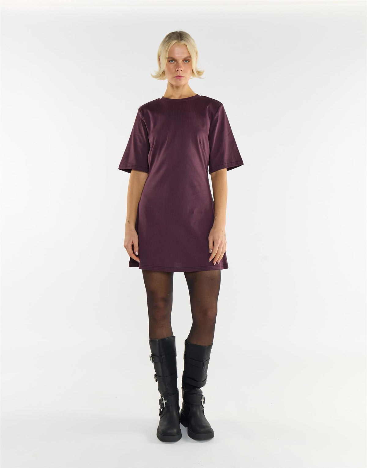 Chocolate Plum Cotton Mini Dress