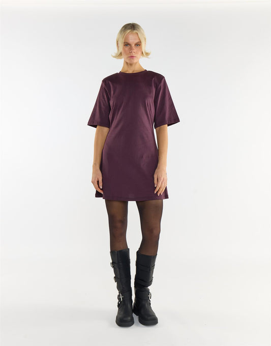 Chocolate Plum Cotton Mini Dress