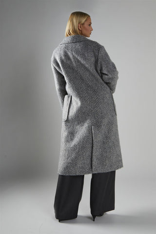 Grey Collared Midi Coat