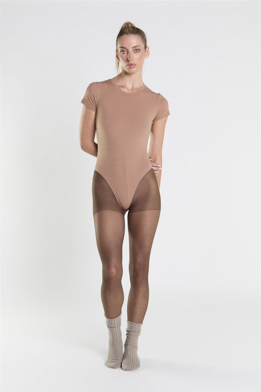 Short Sleeve Bodysuit - Brown